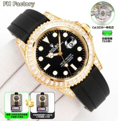 FH Factory Rolex Yacht-Master Replica with Gold Case 226679TBR 3235 Movement 42mm Diamond Bezel Watch